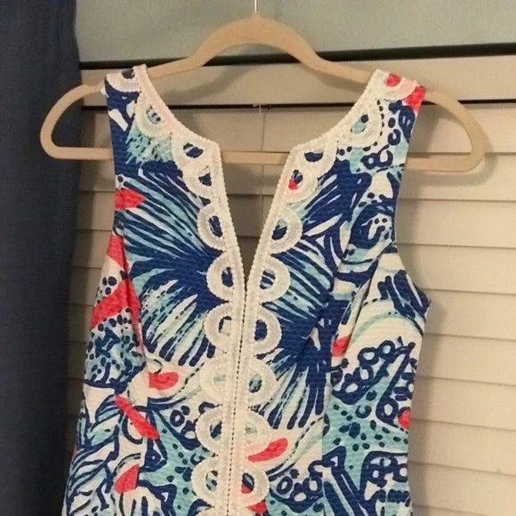 Lilly Pulitzer Size 0 She Shells Janice Shift Dress w/Lace Excellent Condition - Picture 15 of 16
